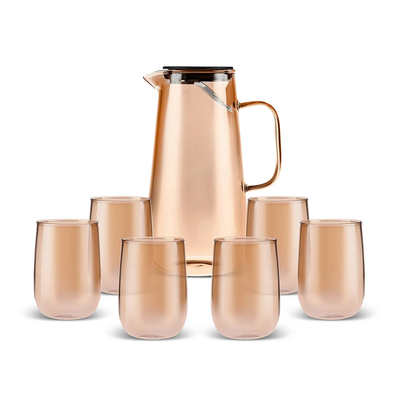 Karaca Parma 7-Piece Pitcher & Tumbler Set, Amber – Elegant Serve