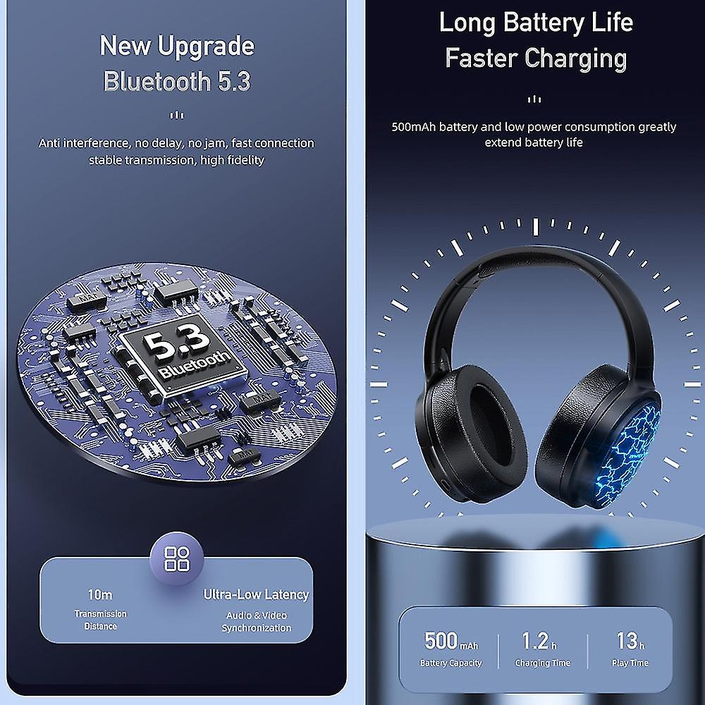 سماعة رأس سلكية/لاسلكية من AWEI / V5.3 لصوت ستيريو جهير - أسود