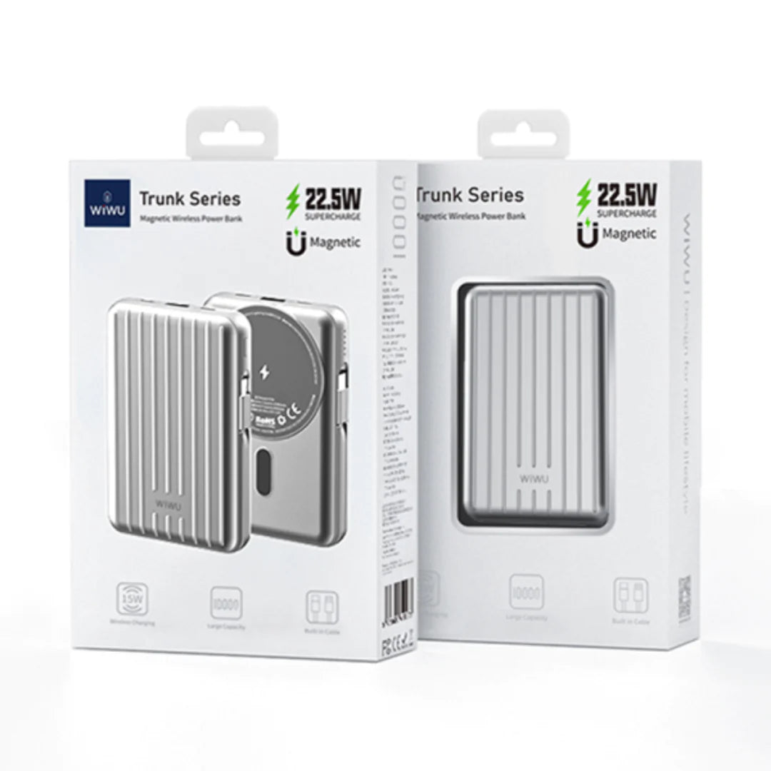 باور بانك مغناطيسي من سلسلة ويوو تراك بقدرة 10000 مللي أمبير في الساعة، شحن سريع بدون سلك مع كابل