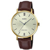 Casio LTP-VT01GL-9B Women's Minimalistic Gold Tone Brown Leather Band