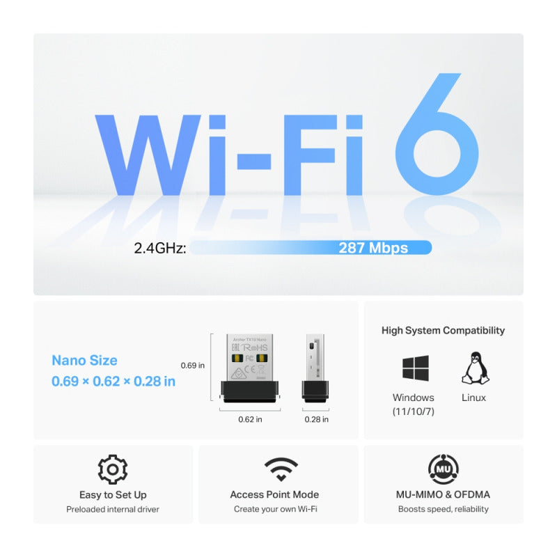 TP-Link Archer TX1U Nano — Size Comparison in USB Port