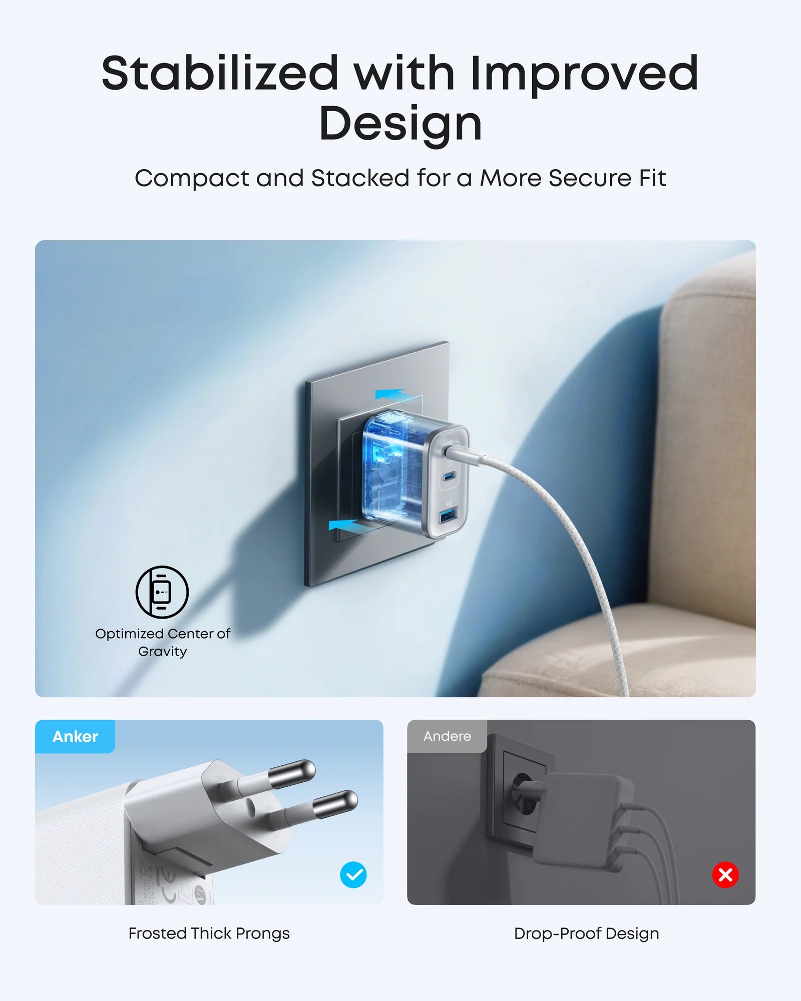 Anker Nano Charger (70W, 3 Ports) – Ultra-Compact | MacBook Fast Charging