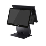 محطة شاشة لمس POS مزدوجة مقاس 15.6 بوصة HAING A200S مع قارئ MSR، ومعالج Core i7 من الجيل العاشر، وذاكرة RAM بسعة 8 جيجابايت، وقرص SSD بسعة 256 جيجابايت