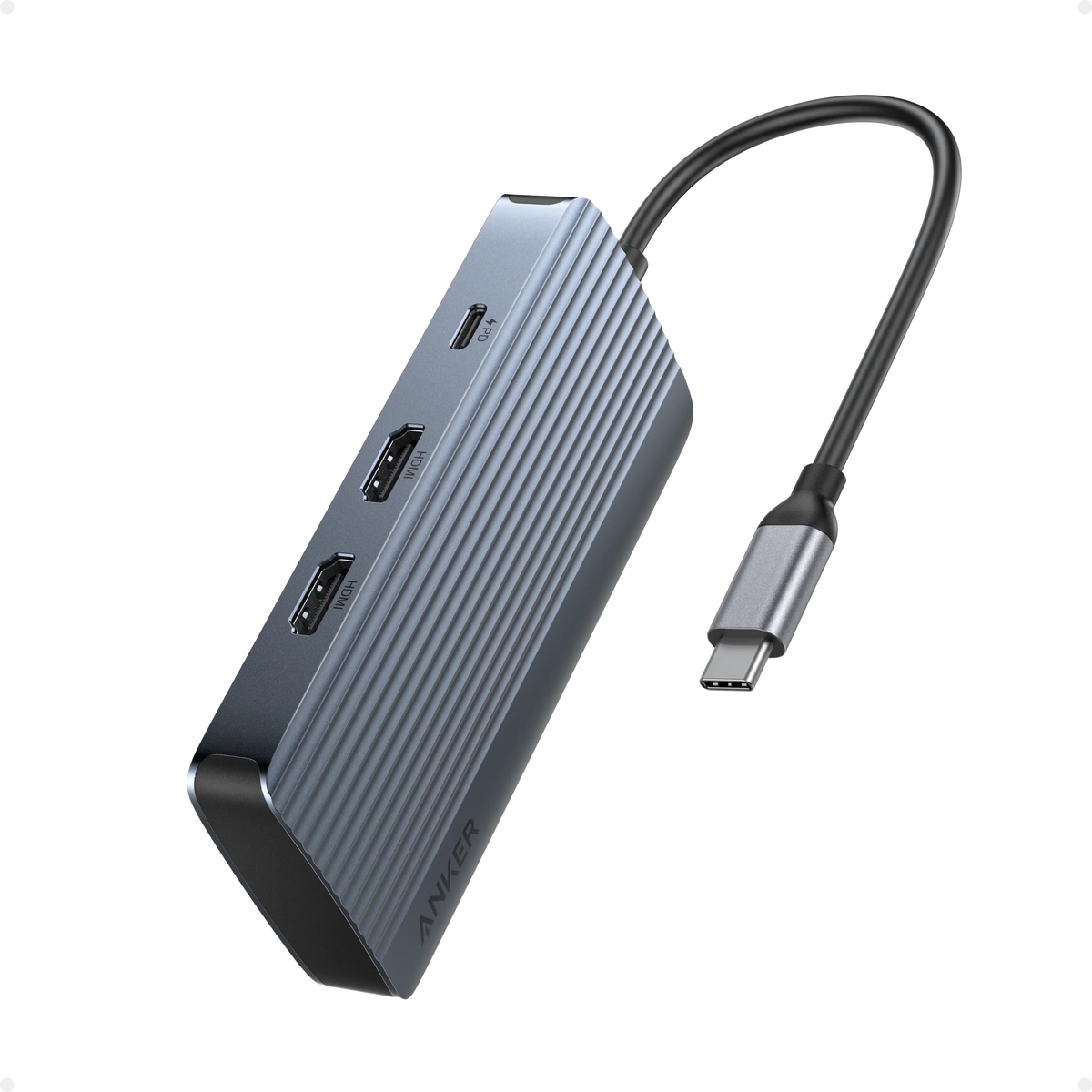 Anker USB-C Hub (7-in-1, Dual Display) Gray