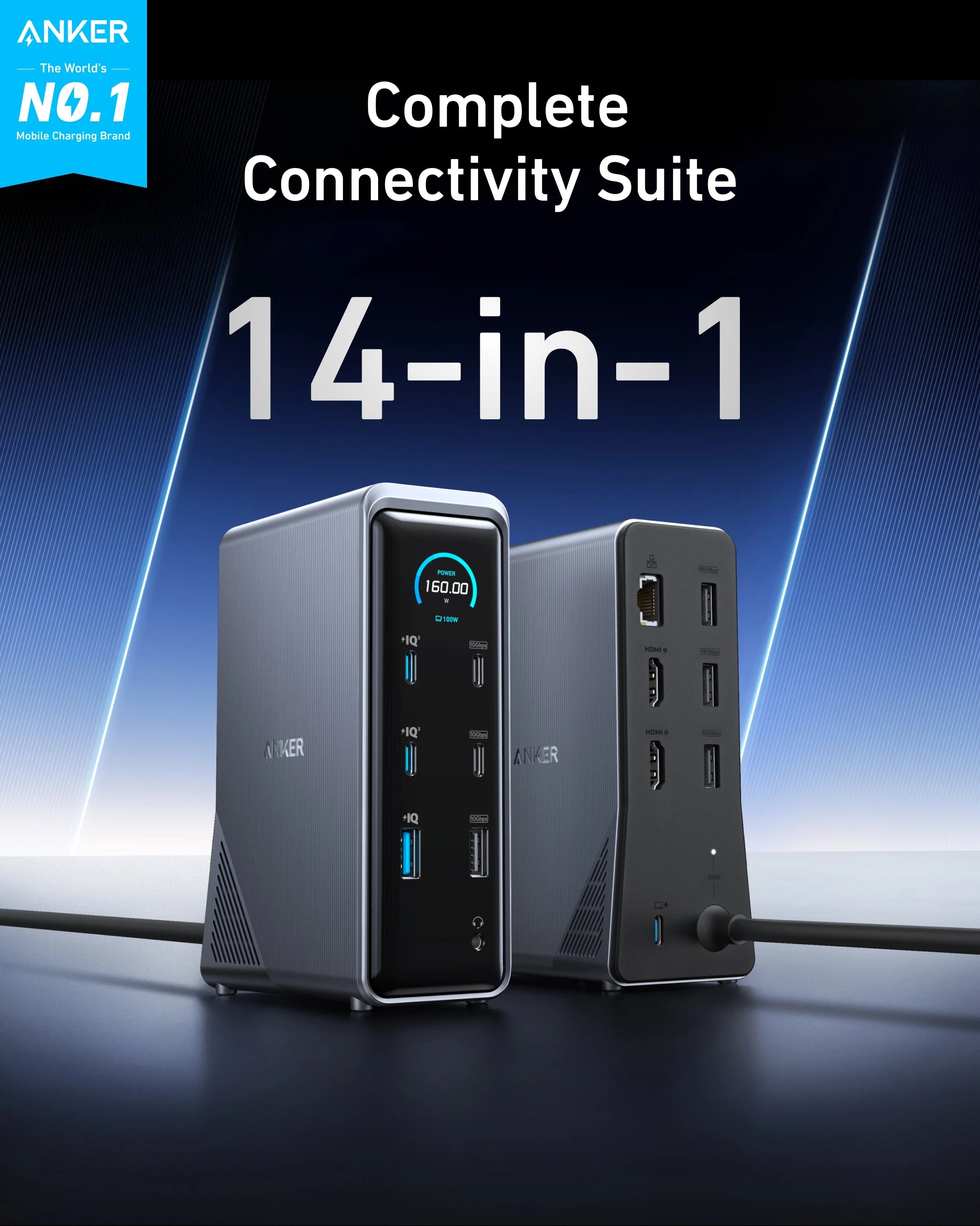 Anker Prime Docking Station (14-in-1), 160W Charging, Dual 4K