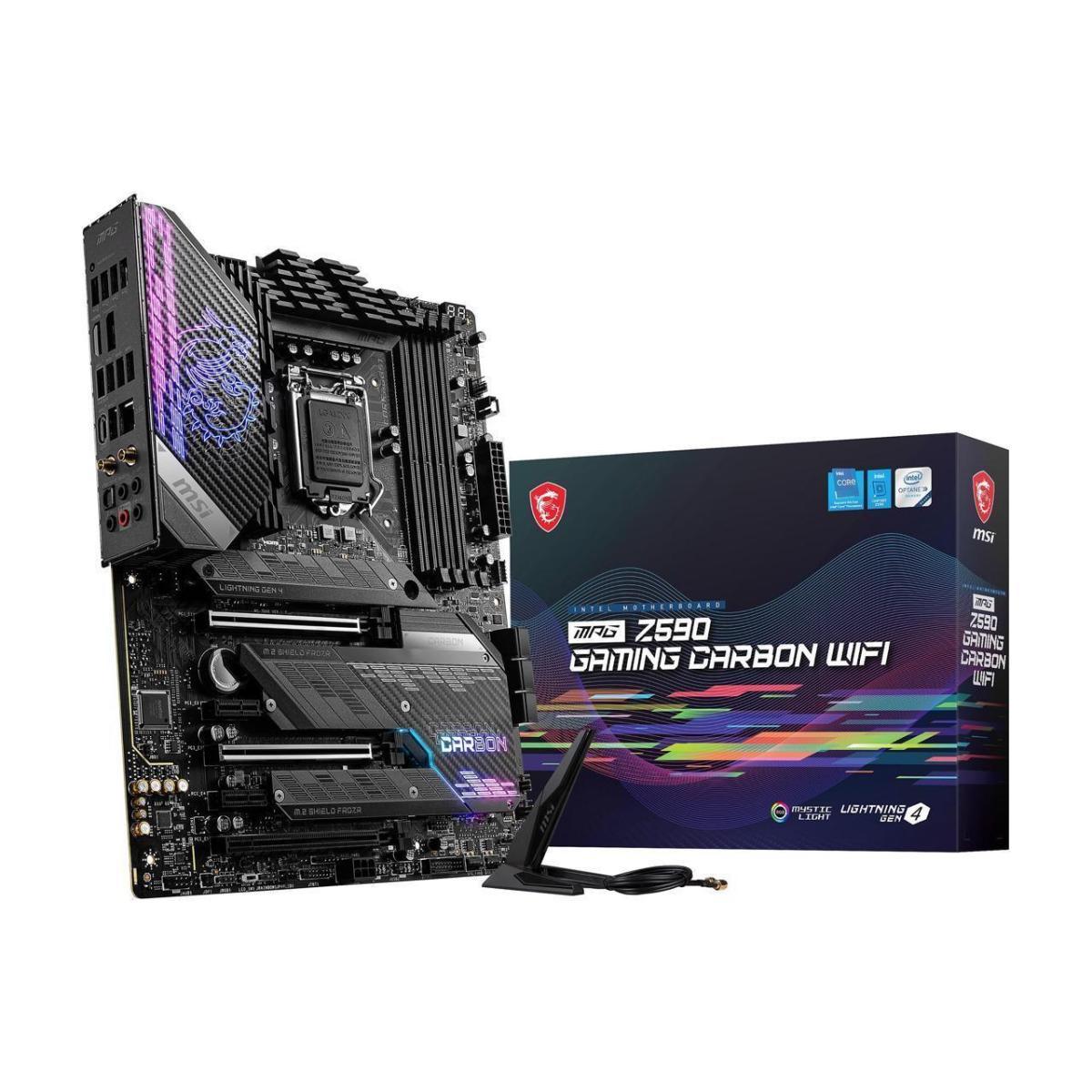 لوحة أم MSI MPG Z590 GAMING CARBON WIFI LGA 1200 Intel Z590 PCIE 4.0، M.2، SATA 6Gb/s ATX للألعاب