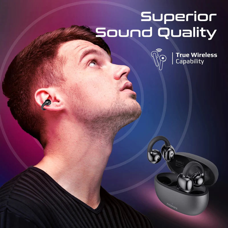 سماعات TWS مفتوحة Promate AirClip AudioFit | أسود