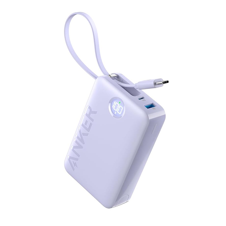 Anker 20000mAh PD 22.5W Power Bank with Built In USB C - Purple