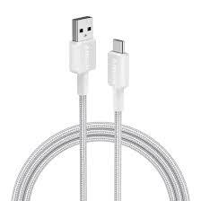Anker 322 USB A to USB C Cable Braided 3ft - White