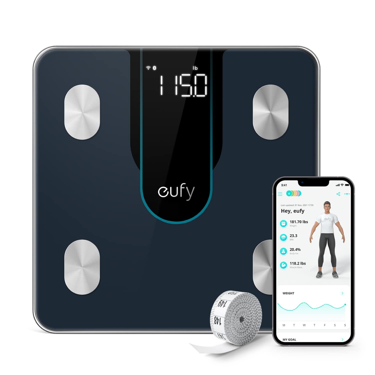 Anker Eufy Smart Scale P2 Pro Accurate 15 Measurements with Wi-Fi - Black