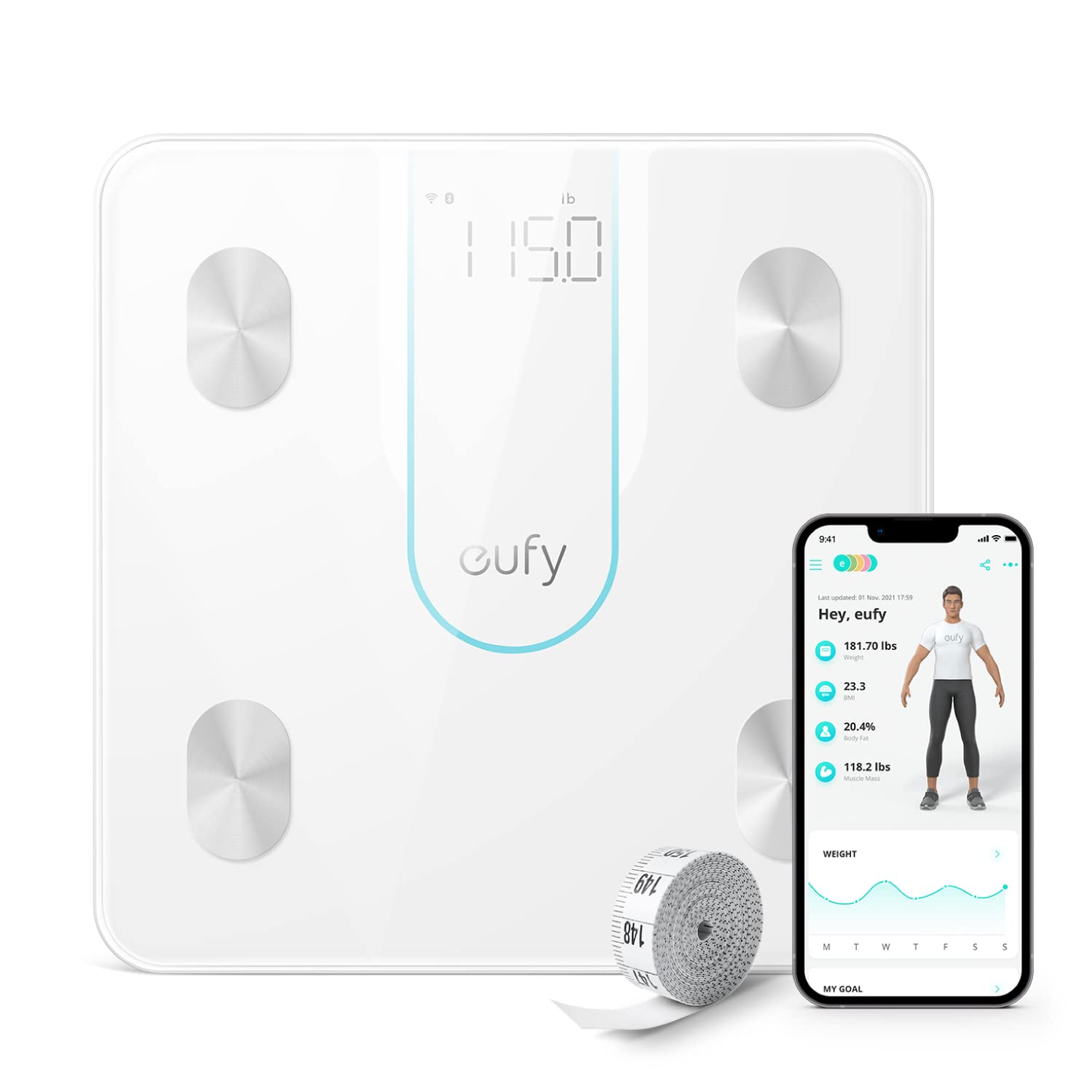 Anker Eufy Smart Scale P2 Pro Accurate 15 Measurements with Wi-Fi - White