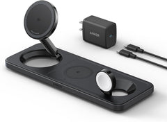 Anker Foldable 3 in 1 Qi2 Wireless Charger Fast & Reliable - Black