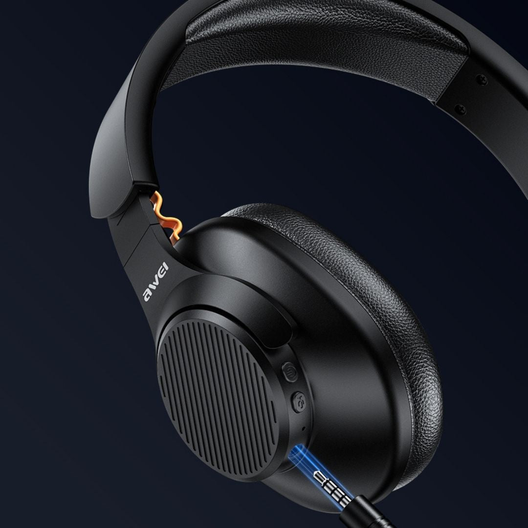 سماعات رأس لاسلكية Awei تعمل بتقنية البلوتوث وسماعات رأس قابلة للطي للألعاب وسماعات رأس رياضية مزودة بميكروفون وسماعات أذن موسيقية بسعة 300 مللي أمبير في الساعة