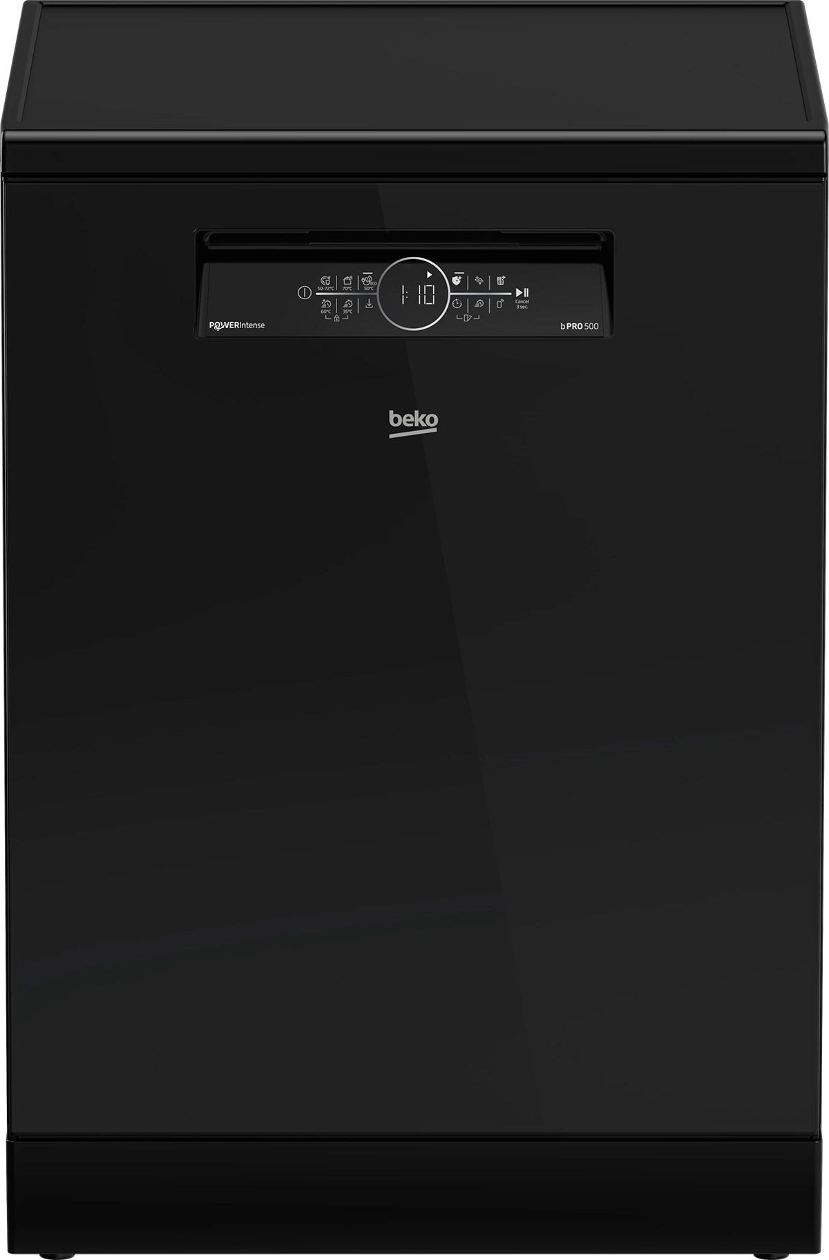 Beko BDFN26560GBP Freestanding Dishwasher, 15 Place Settings, Wi-Fi, Inverter, Black Glass
