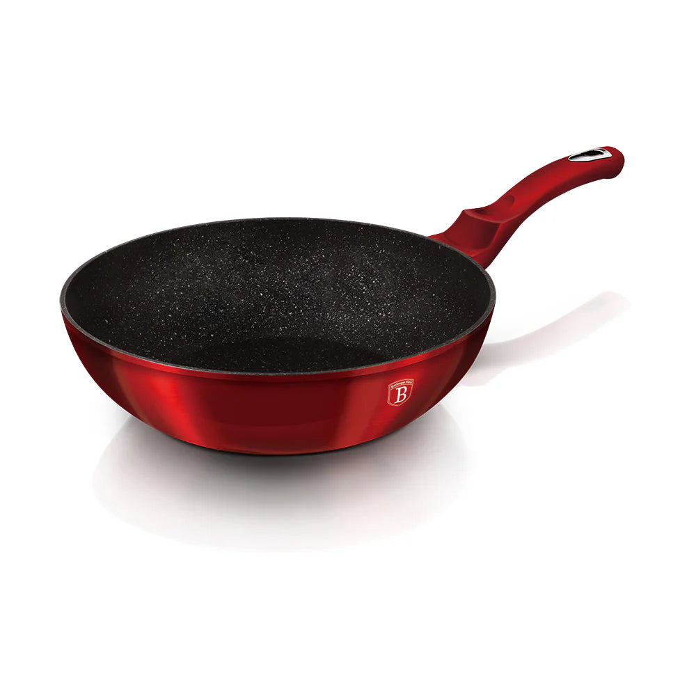 Berlinger Haus 28cm Marble Non-Stick Wok – Burgundy