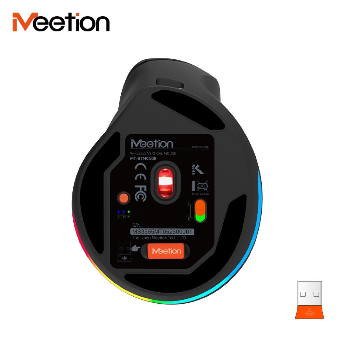 Meetion BTM010R Right-Handed Ergonomic Wireless Vertical Mouse - Black