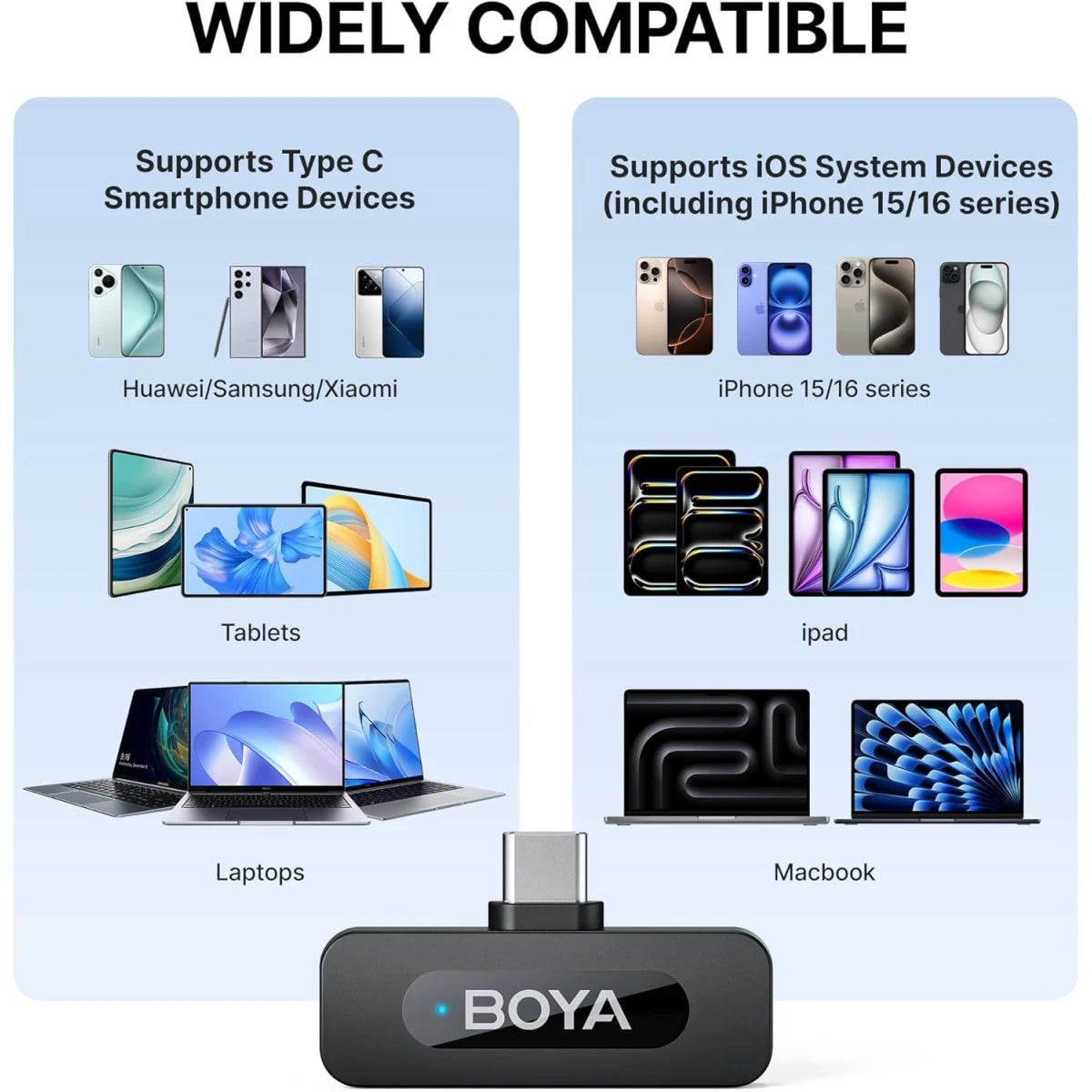 ميكروفون لاسلكي BOYA BY-V30 من النوع C | مدى 100 متر | علبة شحن