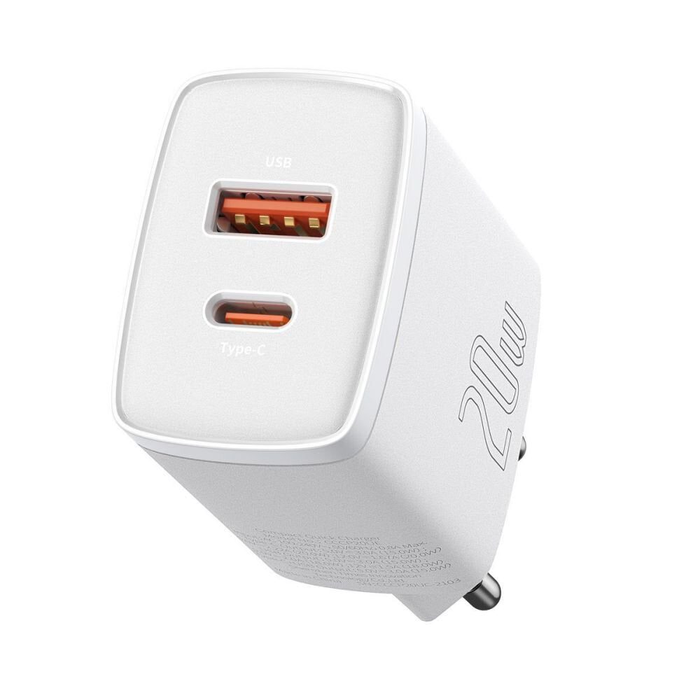 Baseus Compact Quick Charger 2Port USB & USB-C 20W EU - White