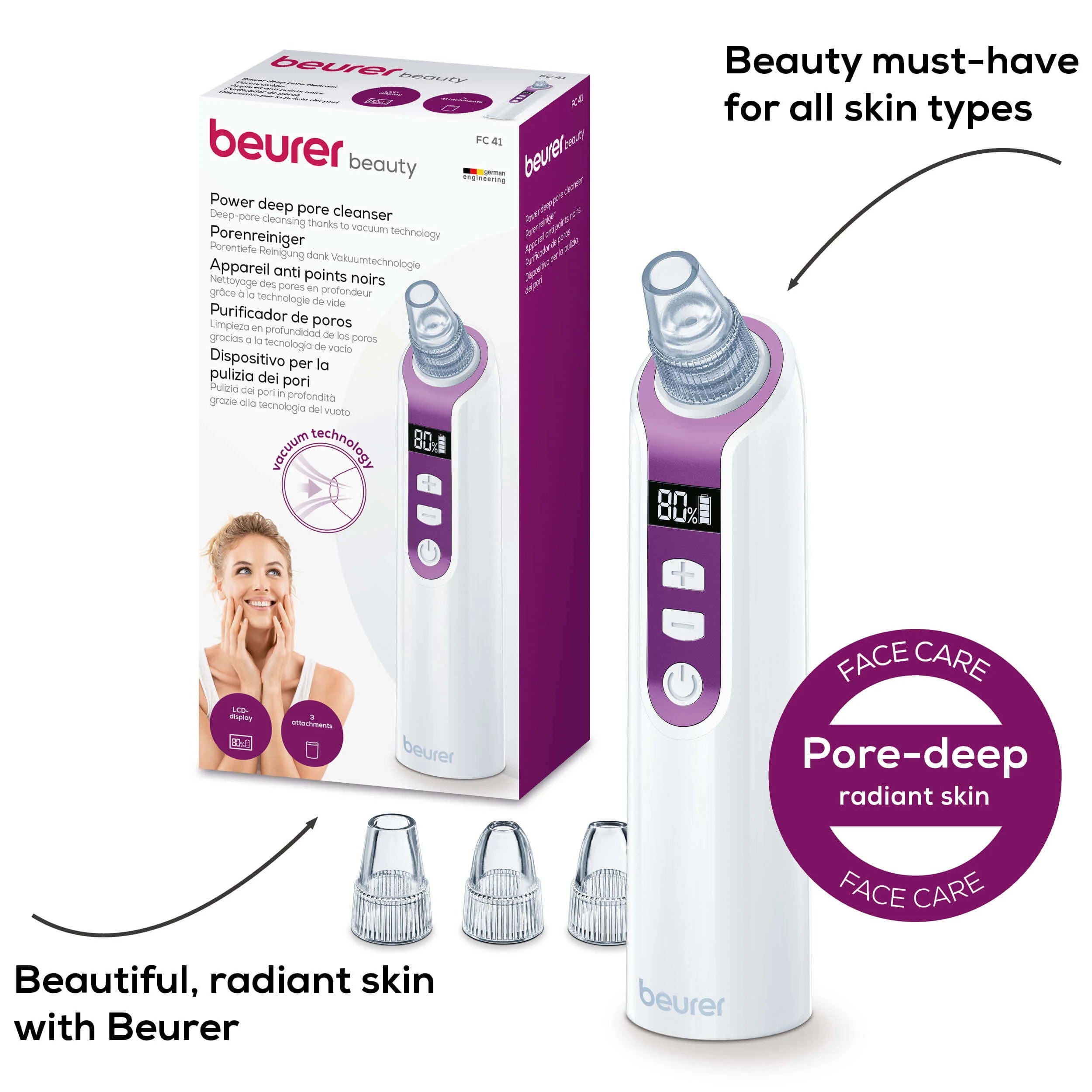 Beurer FC 41 Pore Cleaner Deep Cleansing & Vacuum Technology 2