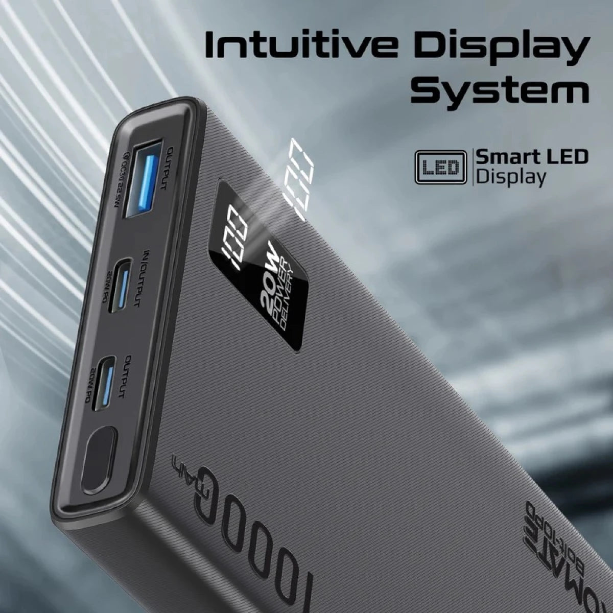 Promate Bolt-10PD Super-Slim Power Bank 10000mAh 20W USB-C with LED Display