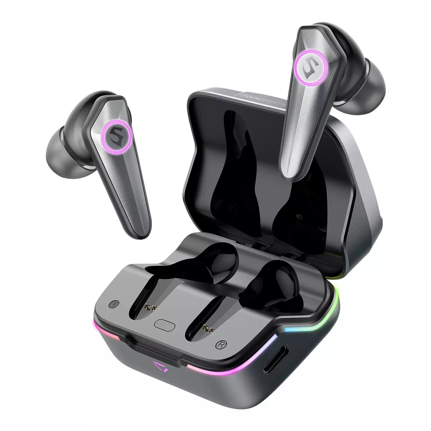 SoundPEATS CyberGear: بلوتوث 5.3، أضواء RGB، زمن انتقال منخفض، وقت تشغيل يصل إلى 26 ساعة - أسود