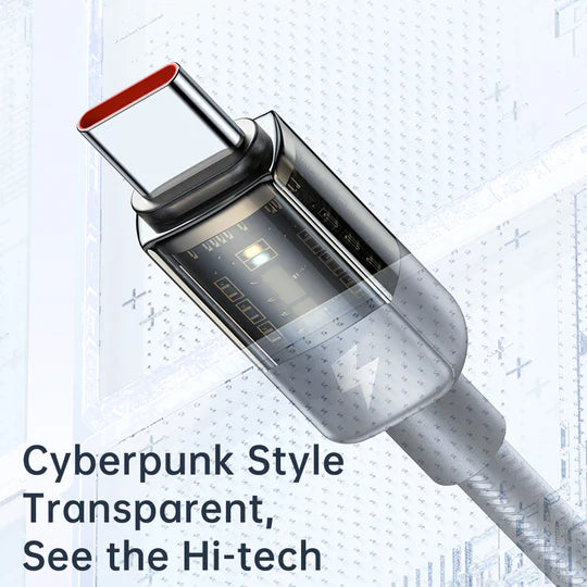 كابل شحن مكدودو تايب سي 6 أ شفاف 1.2 متر مع إيقاف التشغيل التلقائي - أسود