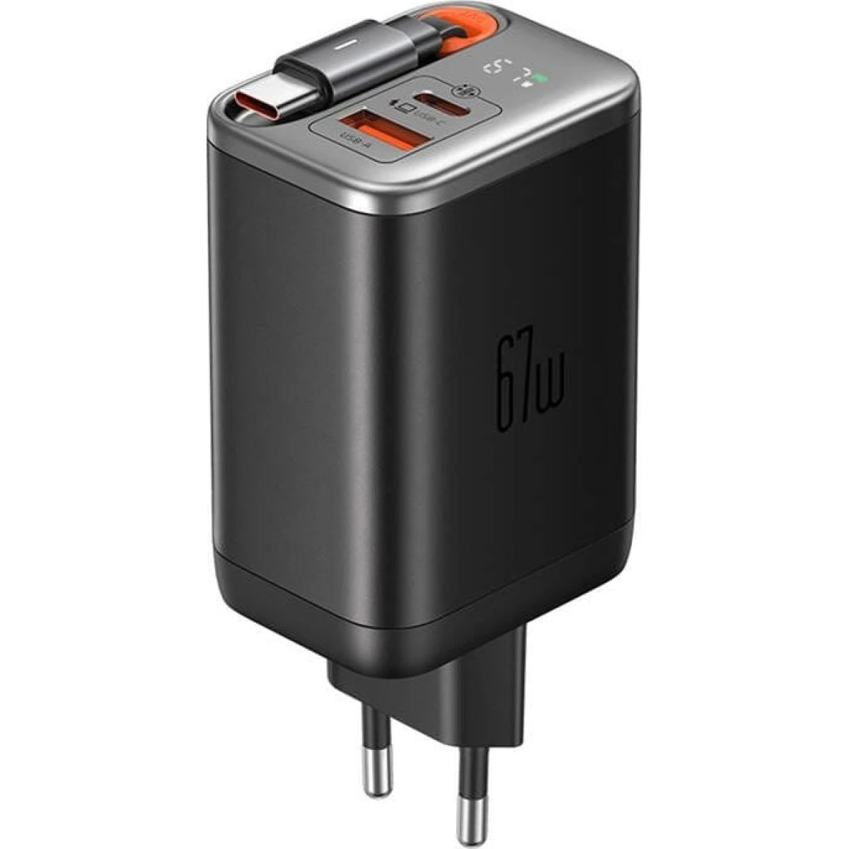 Mcdodo GaN 67W Wall Charger with Retractable USB-C Cable & Display