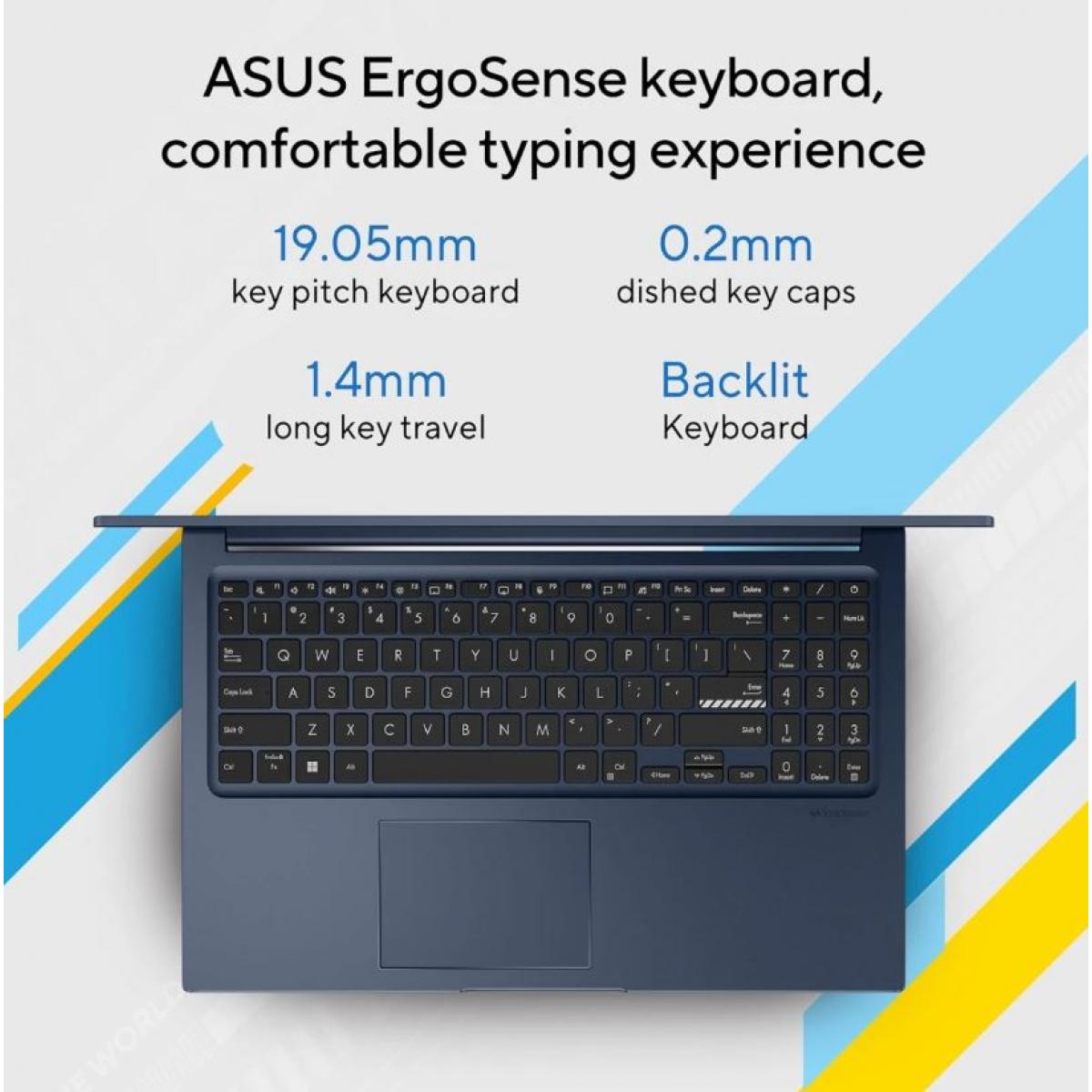 ASUS VivoBook i3, 15.6" FHD, 8GB RAM, 512GB SSD, Quiet Blue