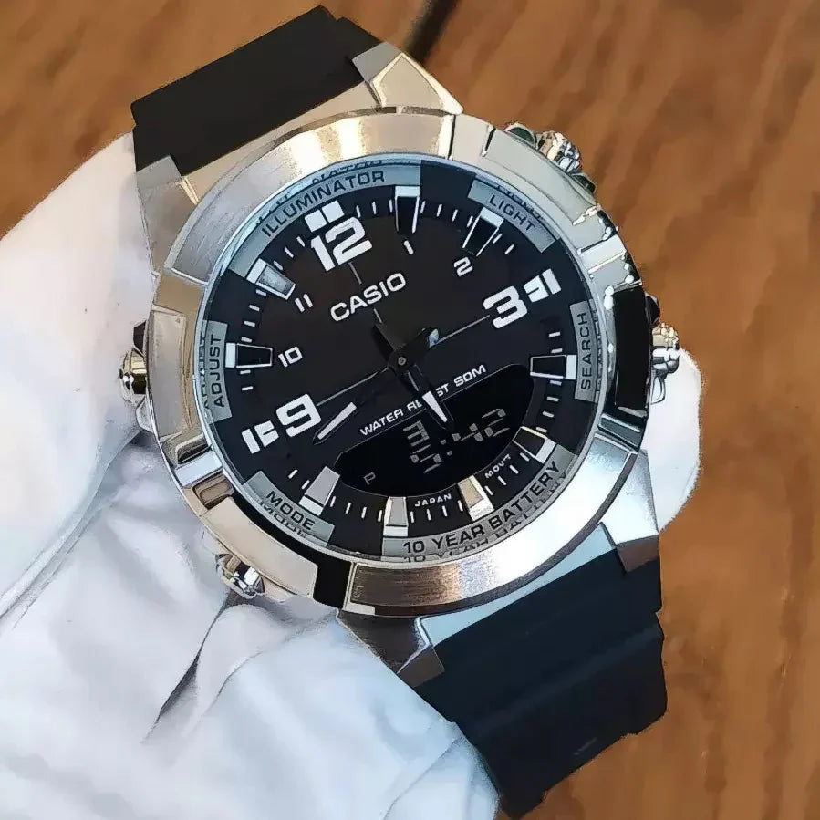 Casio Enticer Black Rubber Black Dial for Men AMW-870-1A