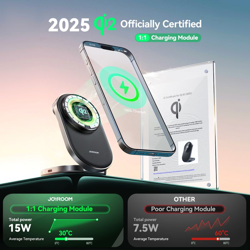 شاحن لاسلكي جويروم 3 في 1 للهواتف والساعات وسماعات الأذن