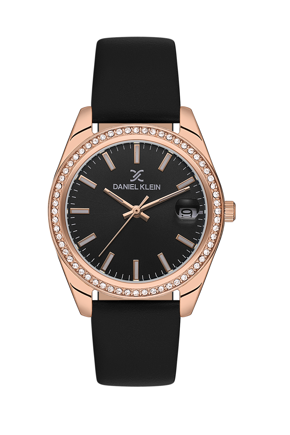 Daniel Klein DK.1.13597-5 Women's Analog Watch - Black Dial, Black Leather