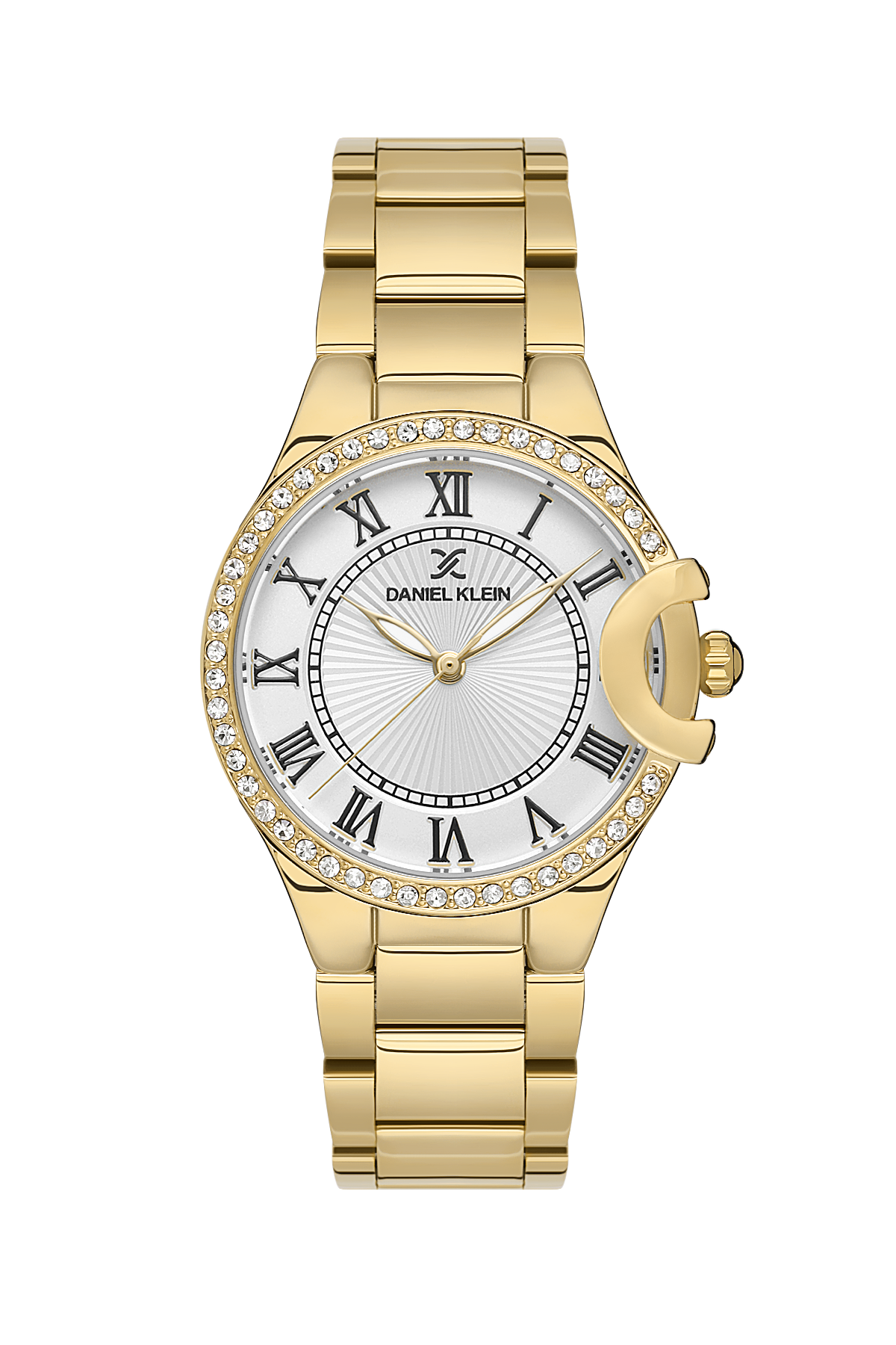 Daniel Klein DK.1.13603-2 Women's Analog Watch - Silver Dial, Gold Steel