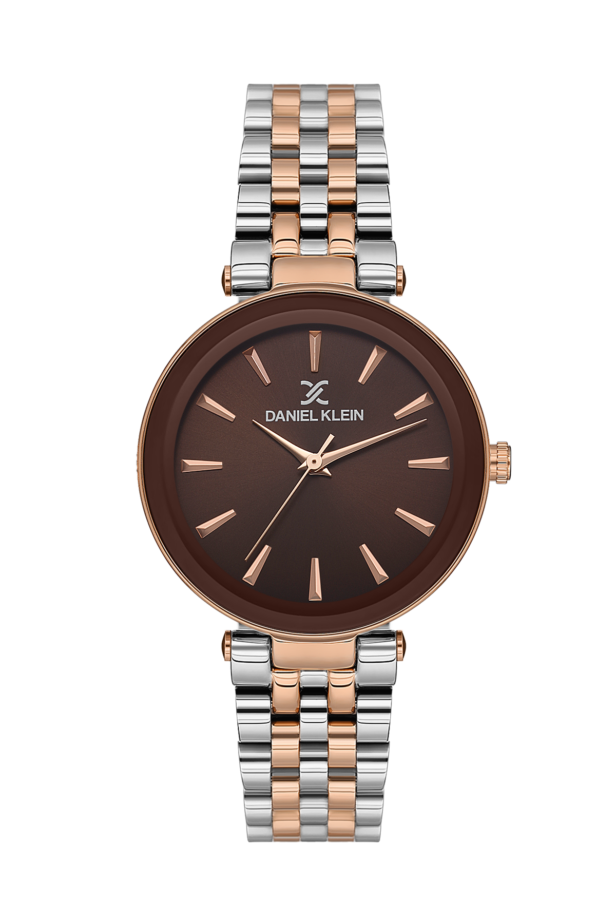 Daniel Klein DK.1.13631-6 Women's Analog Watch - Brown Dial, Silver & Rose Gold