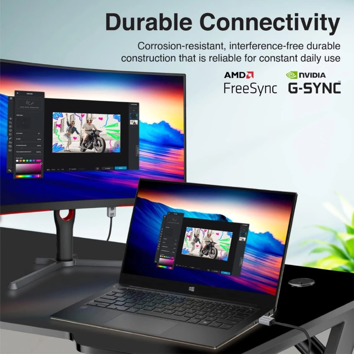 Promate DPLink-16K DisplayPort 2.0 Cable, Premium Ultra HD 16K@60Hz Video Display Cord, Gold Plated Connectors, 2m Super Slim Cable