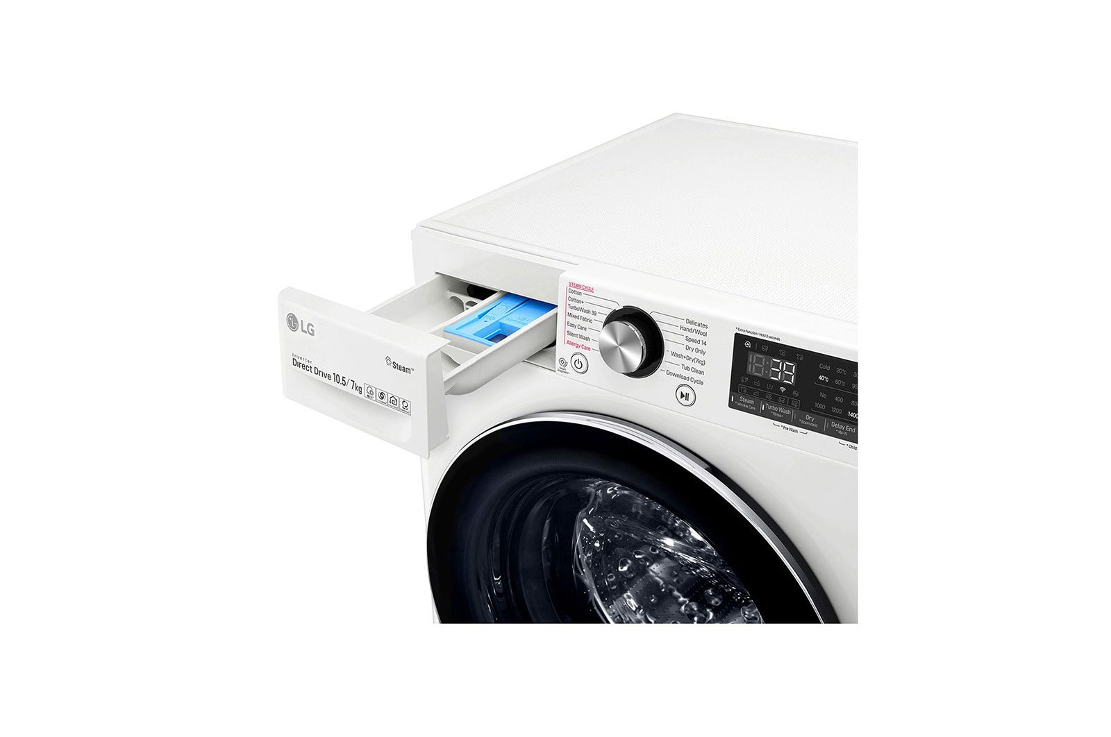 LG Washer Dryer Combo 10.5kg/7kg - AI Direct Drive, Steam, White