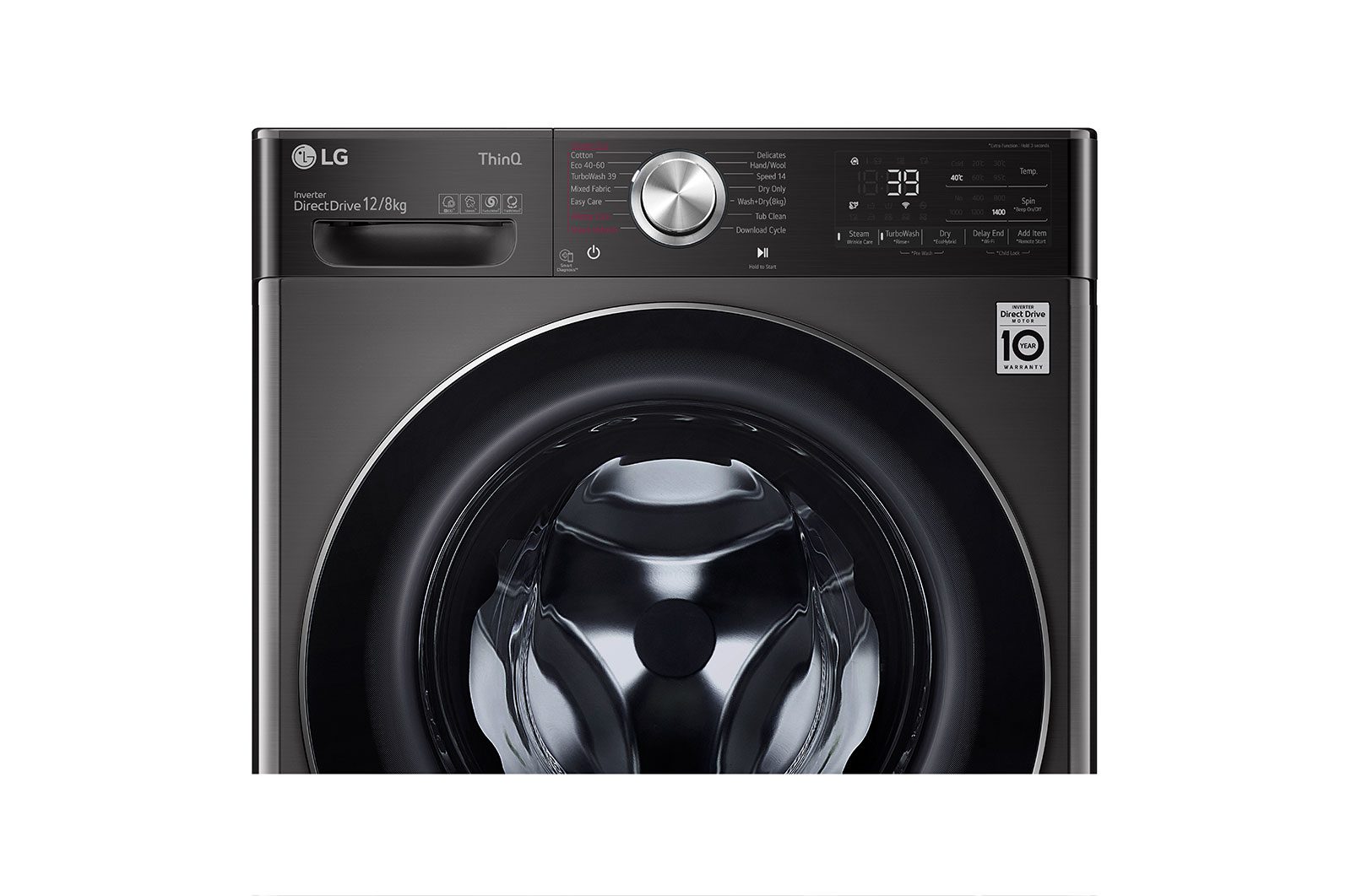 LG Washer Dryer Combo 12kg/8kg - AI Direct Drive, TurboWash 360°, Steam+, Black