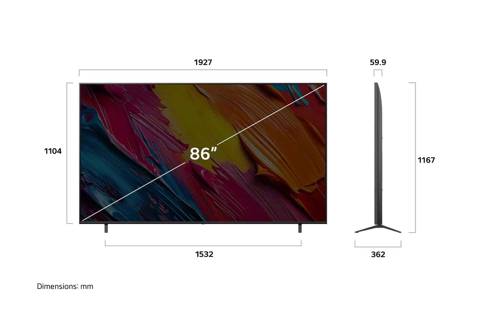 تلفزيون LG QNED70 4K الذكي مقاس 86بوصة المدعوم بجهاز التحكم AI Magic remote وميزة HDR10 وواجهة عام (2025)