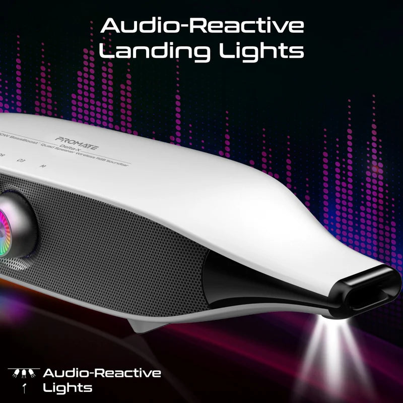 Promate Delta-X 20W BassBoost™ Quad Speaker Wireless RGB Soundbar
