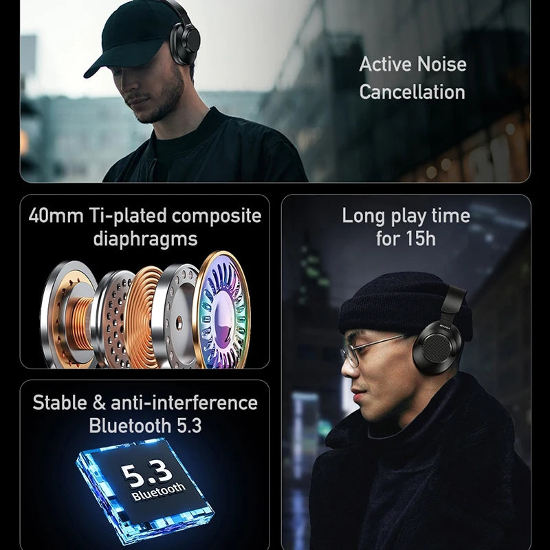 سماعة رأس لاسلكية AWEI Pro Active Noise Reduce - أسود