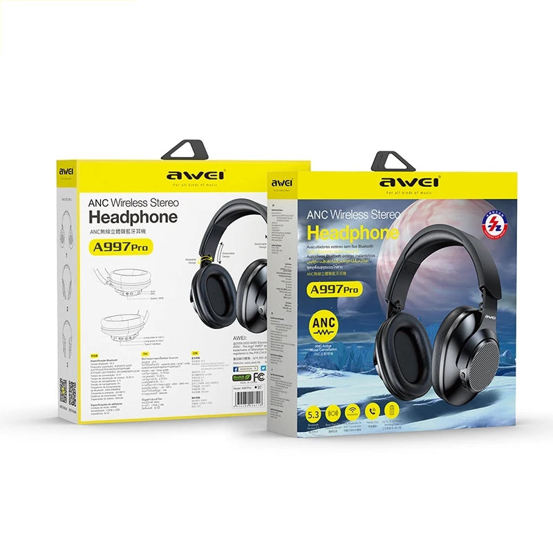 سماعة رأس لاسلكية AWEI Pro Active Noise Reduce - أسود