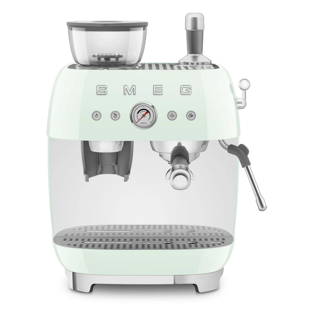 Smeg Manual Espresso Coffee Machine with Grinder 50's Style – Pastel Green | EGF03PG