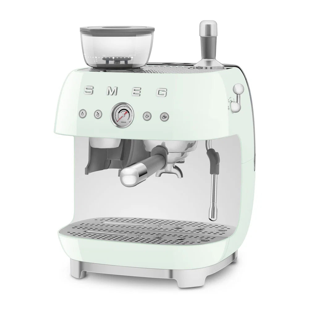 Smeg Manual Espresso Coffee Machine with Grinder 50's Style – Pastel Green | EGF03PG
