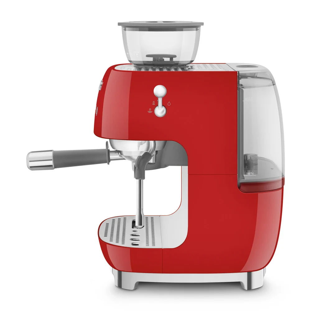 Smeg Manual Espresso Coffee Machine with Grinder 50's Style – Red | EGF03RD