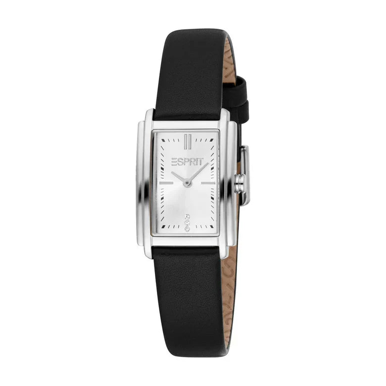 ESPRIT ES1L556L0015 BLACK LEATHER BAND WHITE DIAL FOR WOMEN