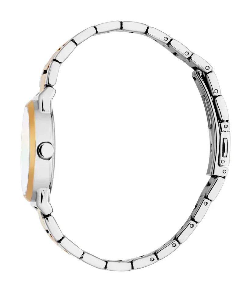 ESPRIT ES1L560M0045 SILVER AND ROSE GOLD STEEL BAND WHITE DIAL FOR WOMEN
