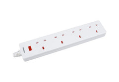 Geepas 4-Gang Extension Lead, 2990W, 5m Cable, White GES58146