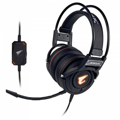 سماعة رأس GIGABYTE AORUS H5 RGB Stereo Gaming Comfort، ميكروفون قابل للفصل والانحناء، عناصر تحكم صوت مدمجة