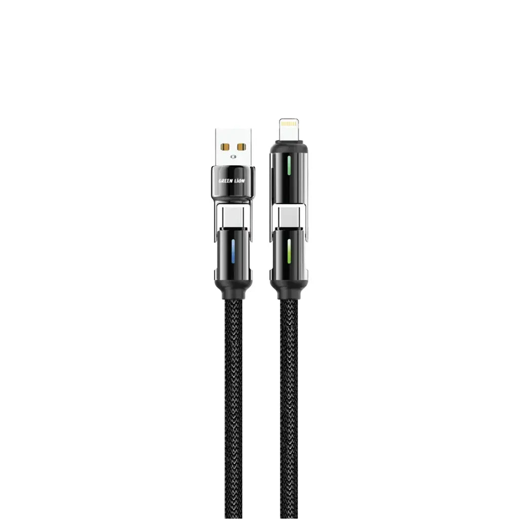Green Lion 4 in 1 LED Braided Cable 60W 1.2M- Black