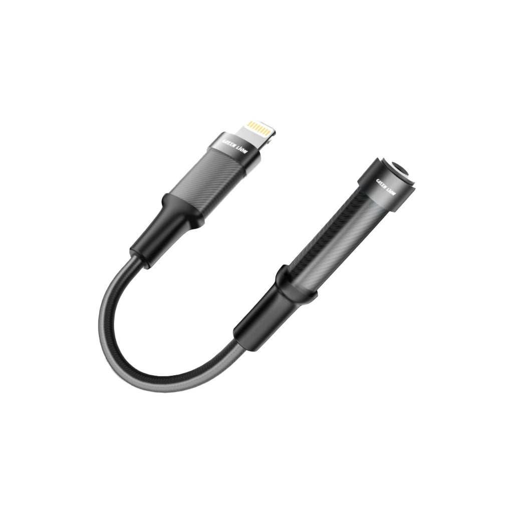 Green Lion Earphone Adapter Lightning to 3.5 Aux 12CM - Black