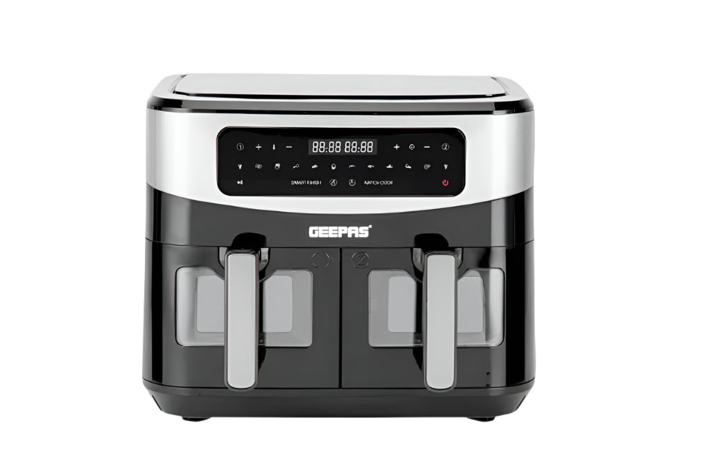 Geepas 9L Dual Basket Digital Air Fryer VORTEX Technology